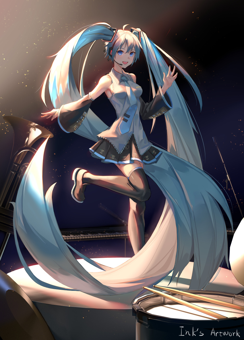 1girl, :d, absurdly_long_hair, absurdres, ahoge, artist_name, bangs, black_footwear