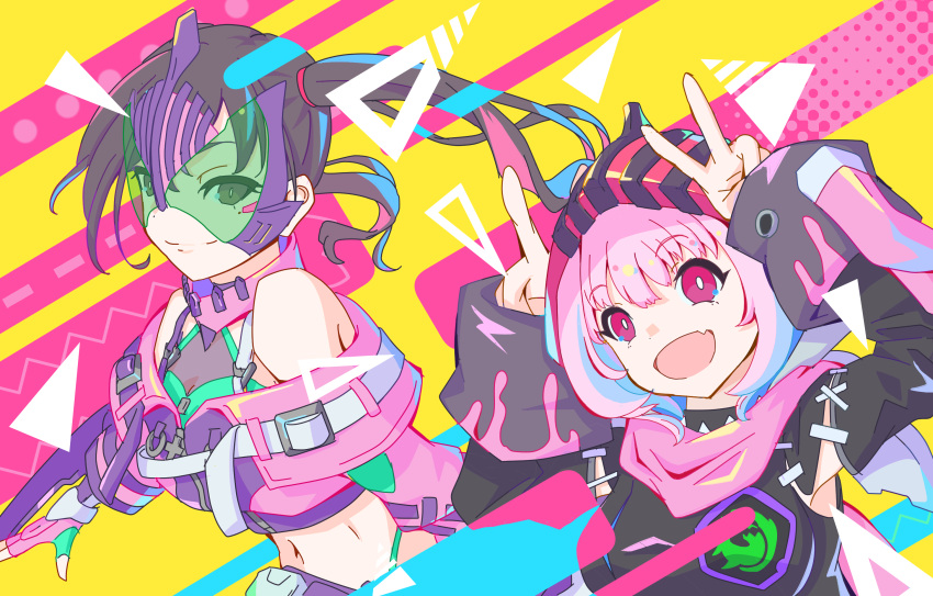 2girls, alternate_form, animal_hood, arm_blade, armor, blade, blue_eyes, bohi_yamage