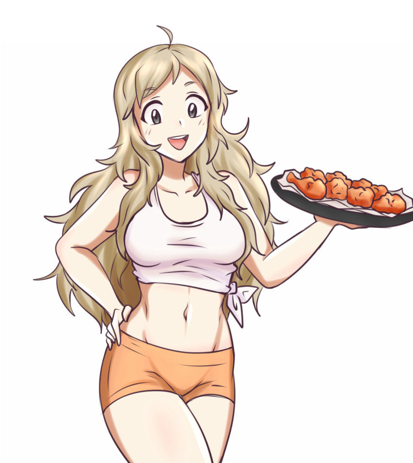 1girl, bangs, bare_shoulders, blonde_hair, breasts, chicken_wing, fire_emblem, fire_emblem_fates