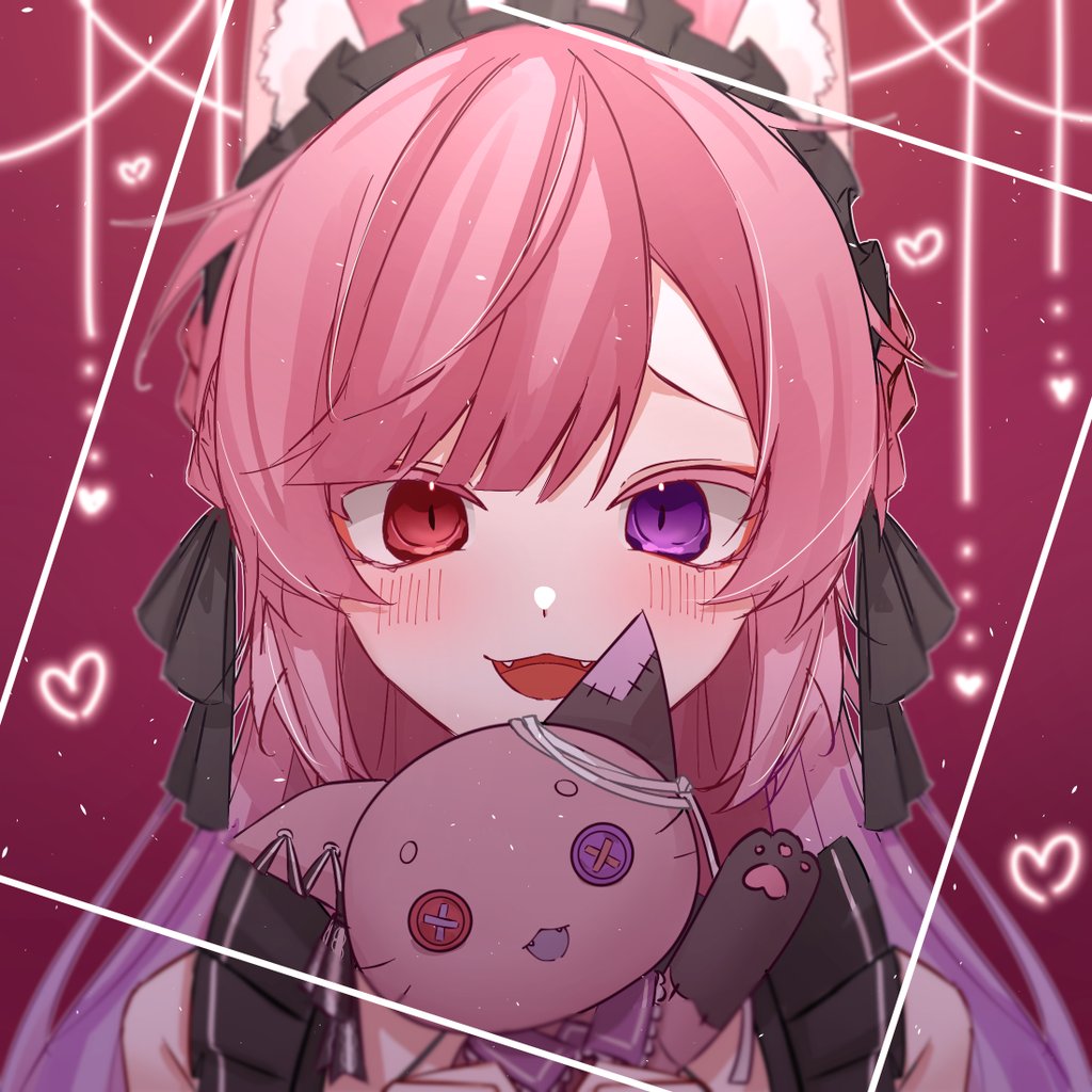 :3, ahoge, animal_ears, bangs, bare_shoulders, black_headwear, black_ribbon, blush
