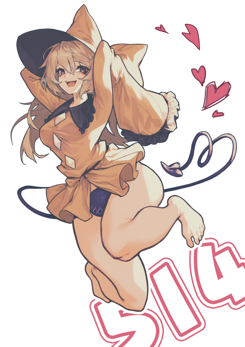 barefoot, buttons, collar, diamond_(shape), diamond_button, frilled_collar, frilled_shirt, frilled_sleeves, frills, green_hair, hat, heart, heart-shaped_pupils, highres, joker_(stjoker), koishi_day, komeiji_koishi, long_sleeves, no_panties, shirt, stitches, symbol-shaped_pupils, thighs, third_eye, touhou, yellow_shirt