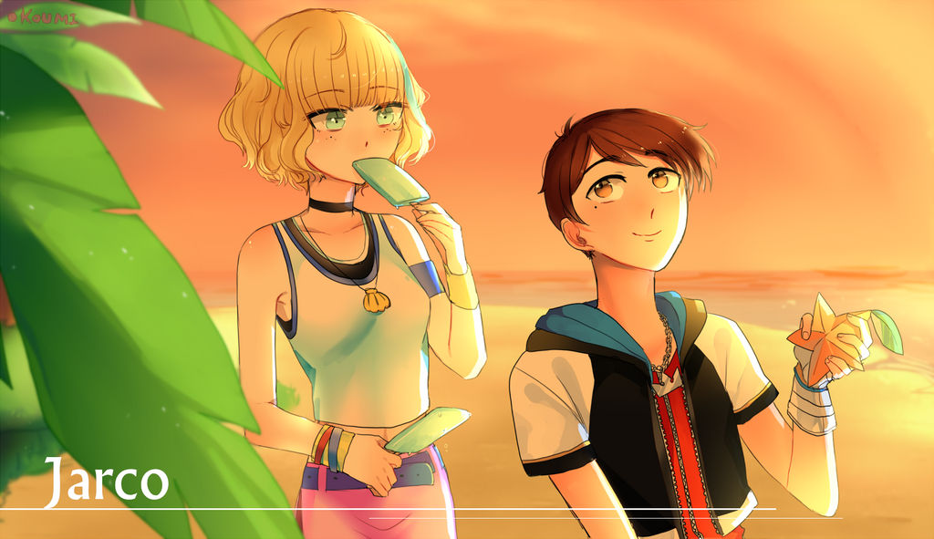 1boy, 1girl, blonde_hair, brown_eyes, brown_hair, couple, green_eyes, jackie_lynn_thomas, marco_diaz, star_vs_the_forces_of_evil