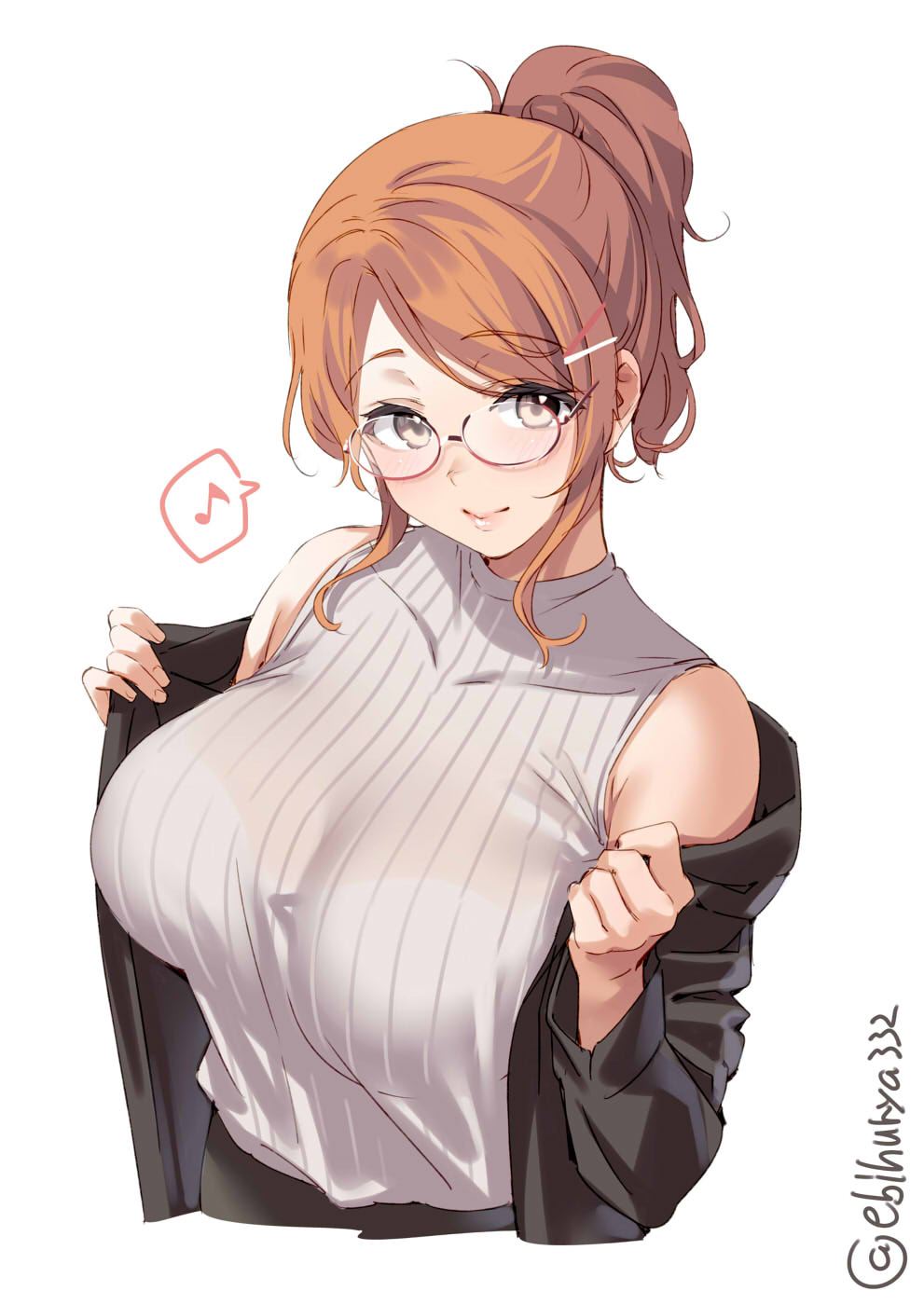 1girl, alternate_costume, aquila_(kancolle), bangs, bare_shoulders, black_jacket, black_skirt, blush