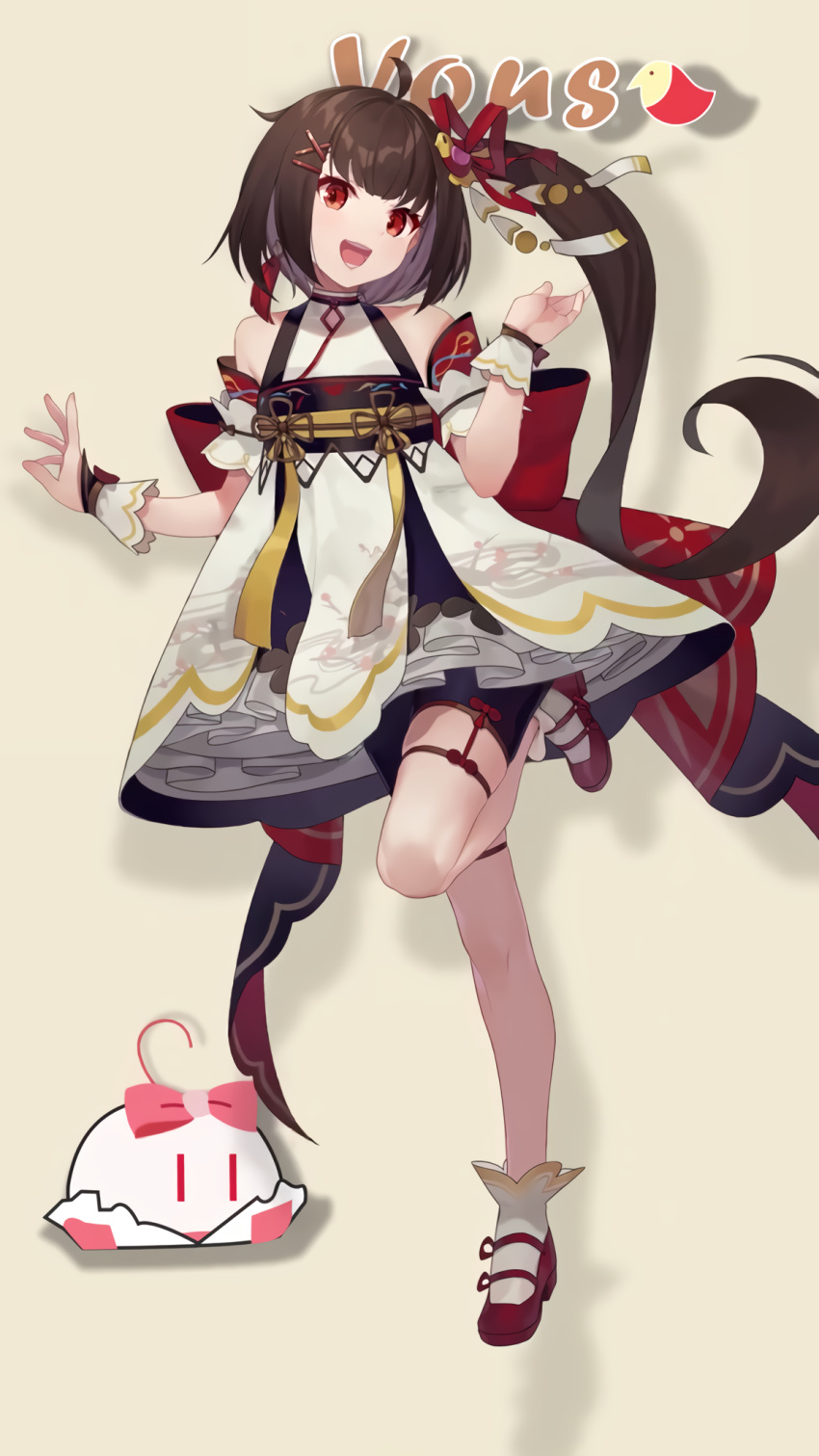 1girl, ahoge, animated, artist_request, bangs, bare_legs, bare_shoulders, bilibili_douga