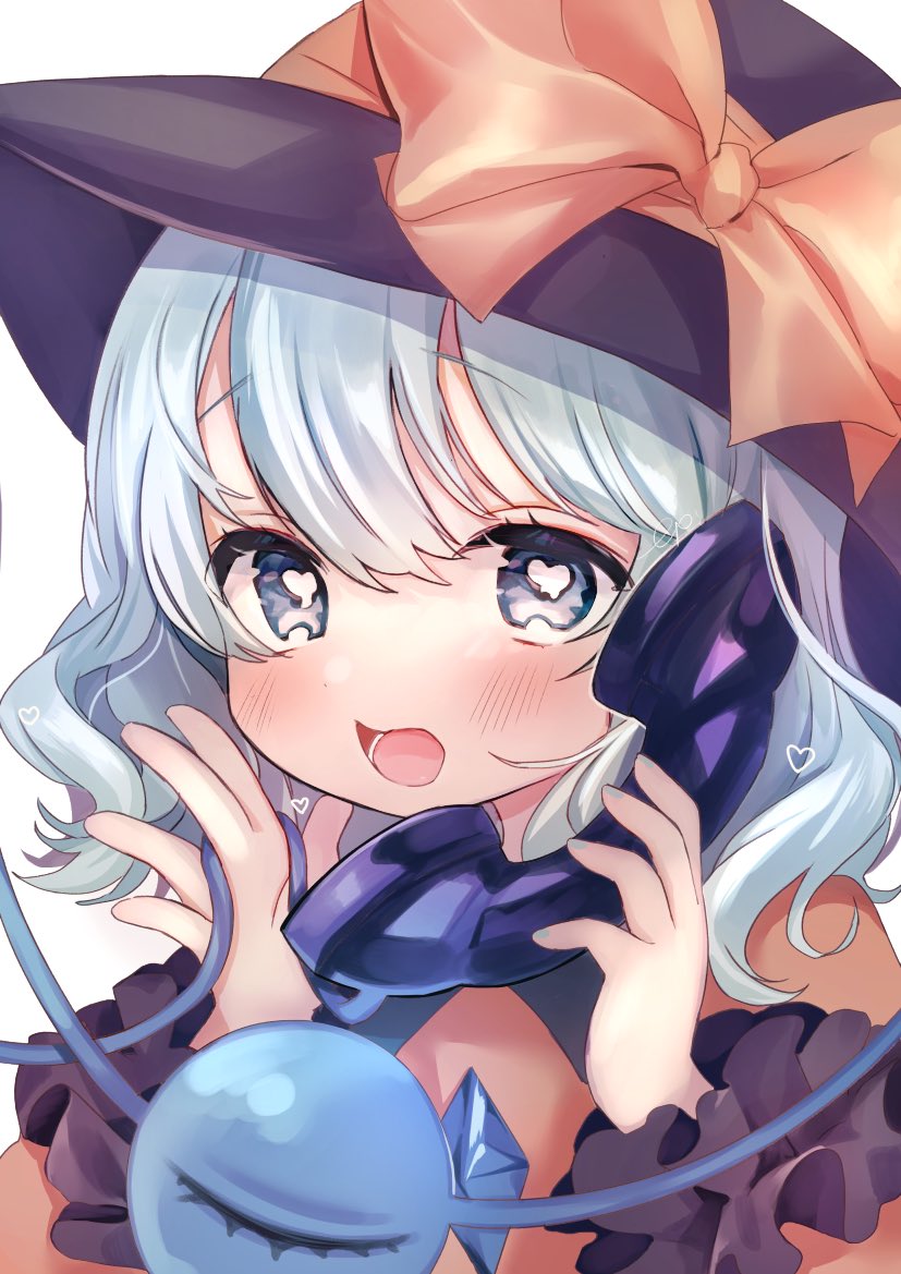 1girl, :d, blue_eyes, blush, bow, face, frills, hat