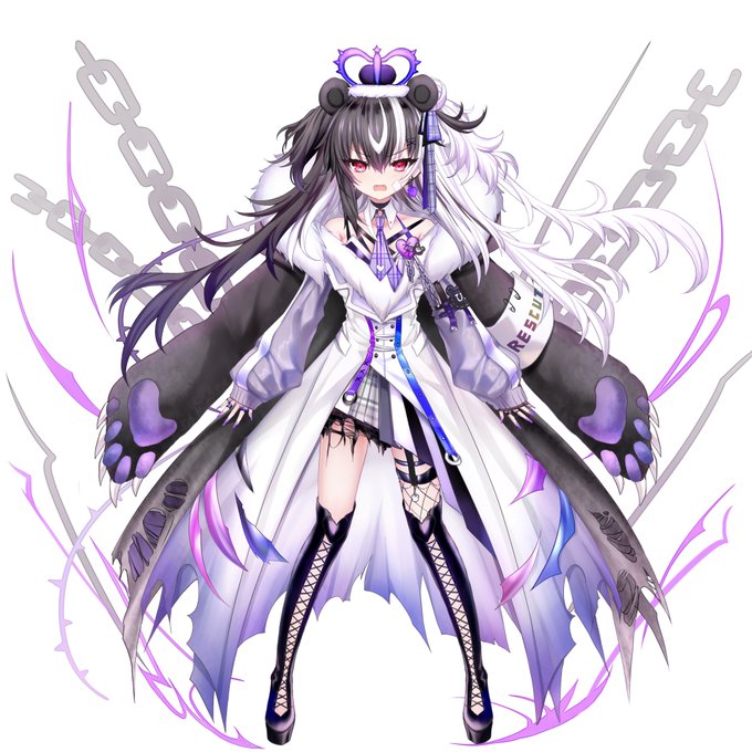 1girl, animal_ears, armband, bangs, bear_ears, black_footwear, black_hair, boots