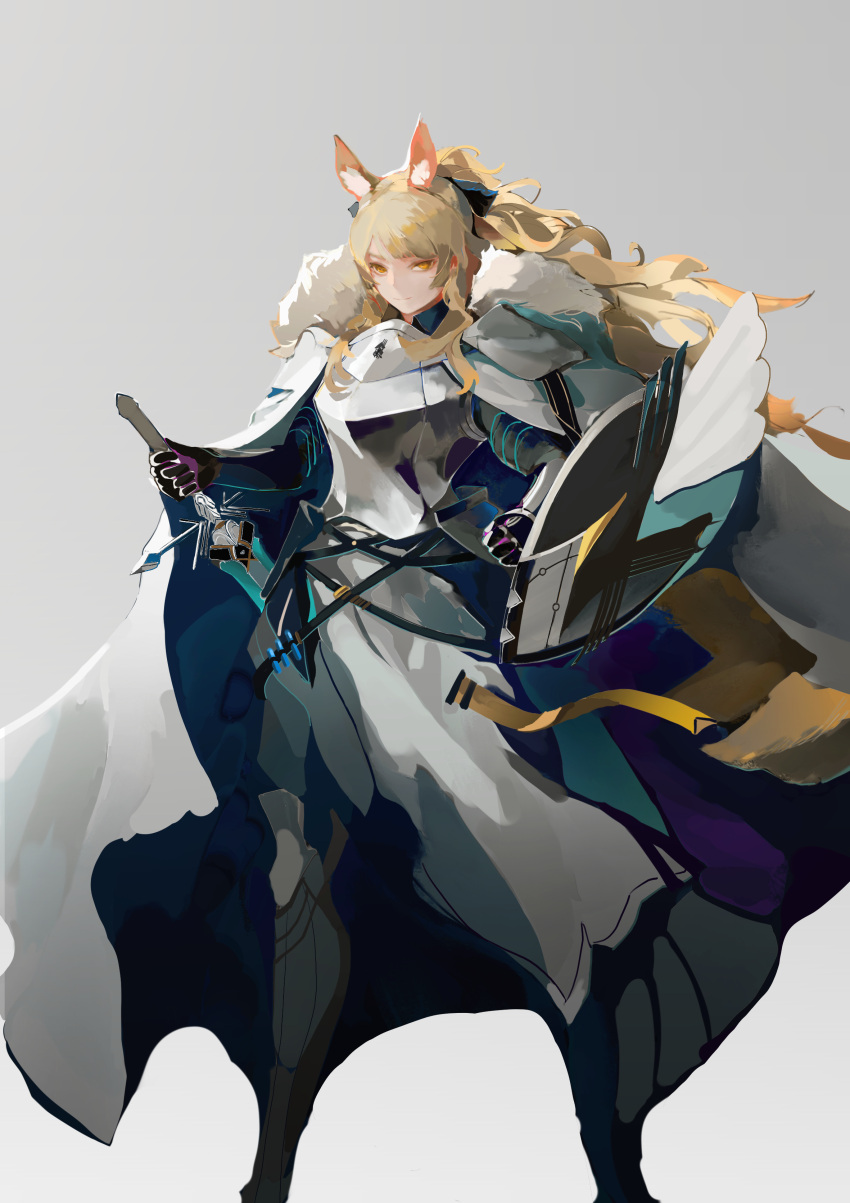 1girl, absurdres, animal_ear_fluff, animal_ears, arknights, armor, armored_dress, bangs