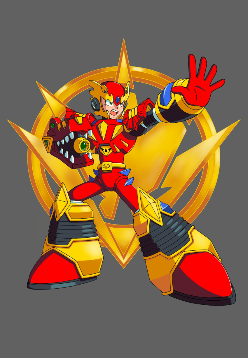 1boy, adapted_costume, alternate_costume, alternate_form, android, arm_cannon, armor, belt