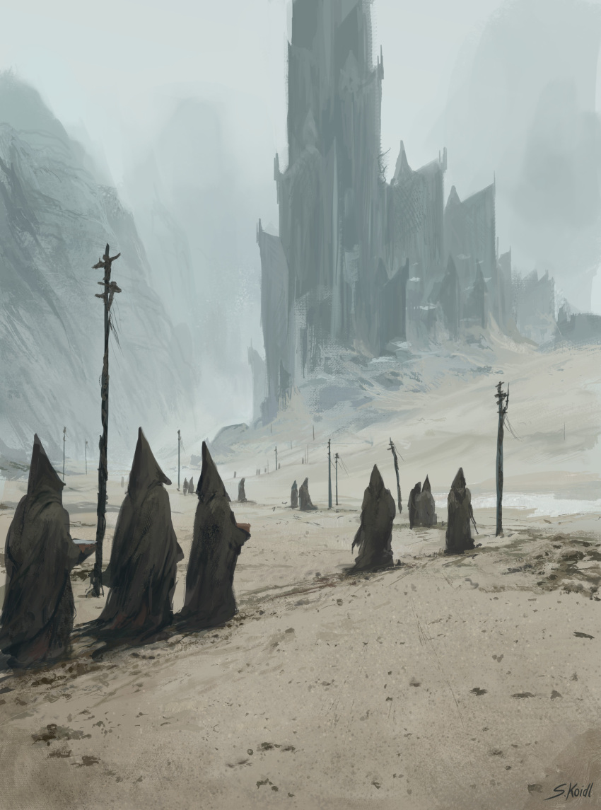 6+others, absurdres, ambiguous_gender, black_robe, castle, commentary, english_commentary, fantasy
