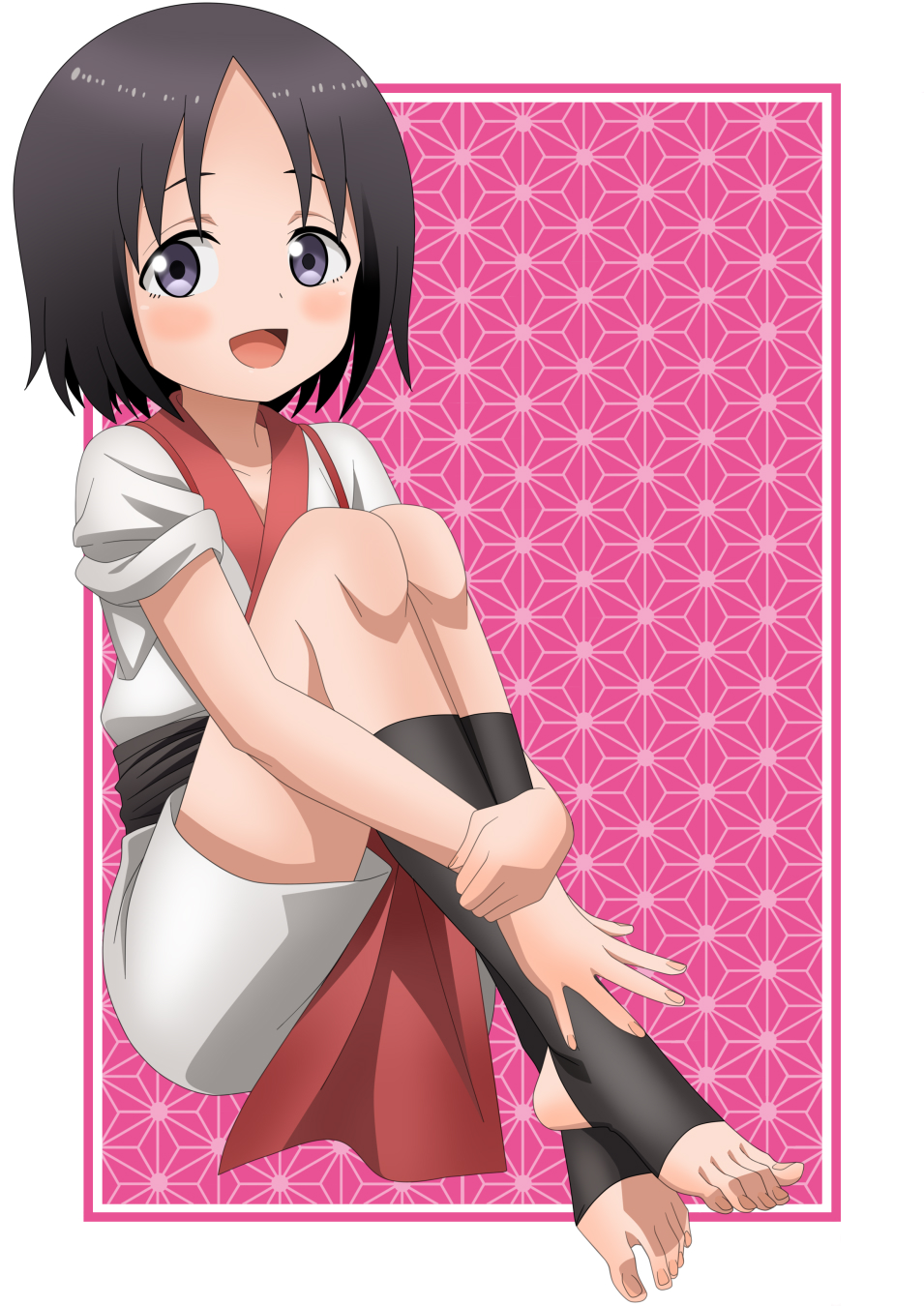 1girl, blush, fingernails, highres, holding_legs, japanese_clothes, kibushi_(kunoichi_tsubaki_no_mune_no_uchi), kimono