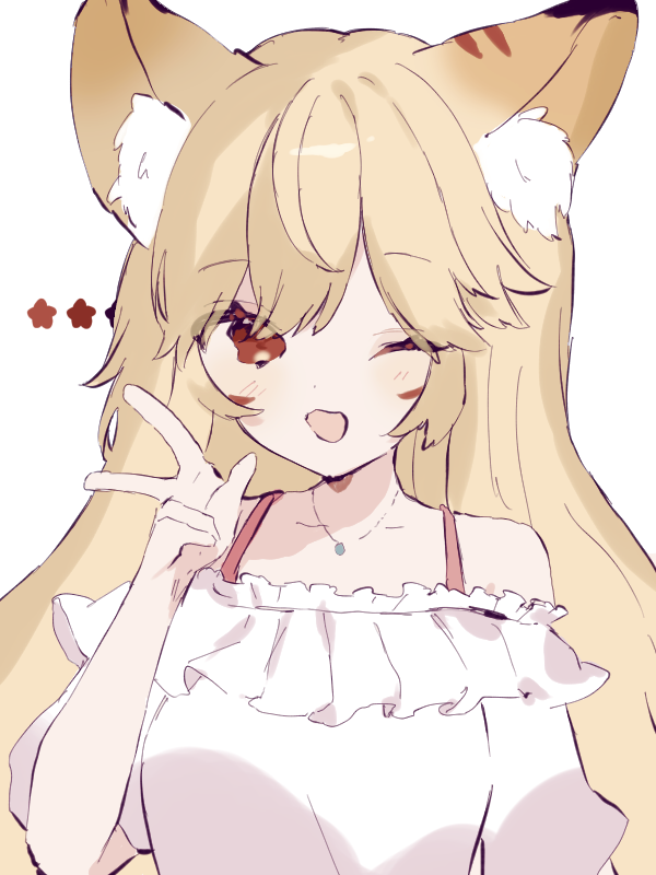 1girl, animal_ear_fluff, animal_ears, bangs, blonde_hair, cat_ears, cat_girl, collarbone