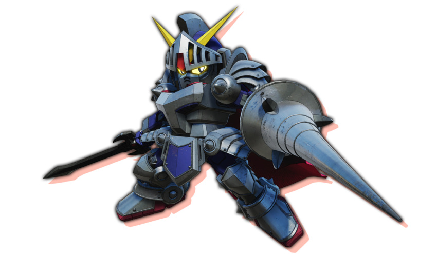 bandai_namco_entertainment, gundam, highres, knight_gundam, mecha, no_humans, official_art, science_fiction, sd_gundam, sd_gundam_battle_alliance, solo, weapon