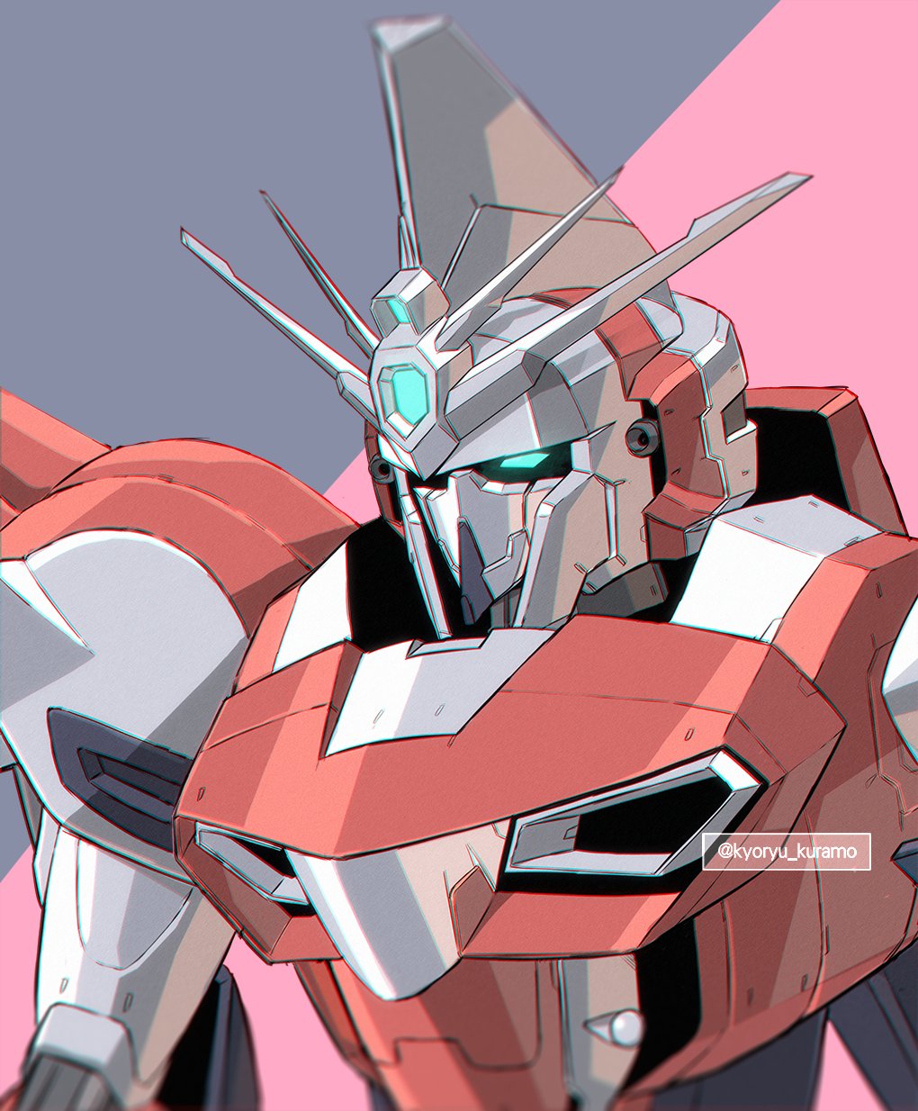glowing, glowing_eye, gundam, gundam_atlayer, highres, kuramochi_kyouryuu, looking_ahead, looking_up