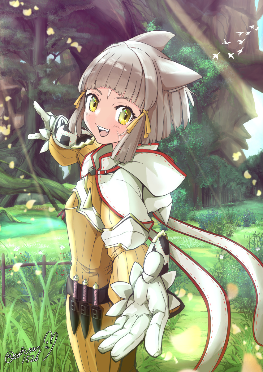1girl, absurdres, animal_ears, bangs, blunt_bangs, bodysuit, cat_ears, gloves