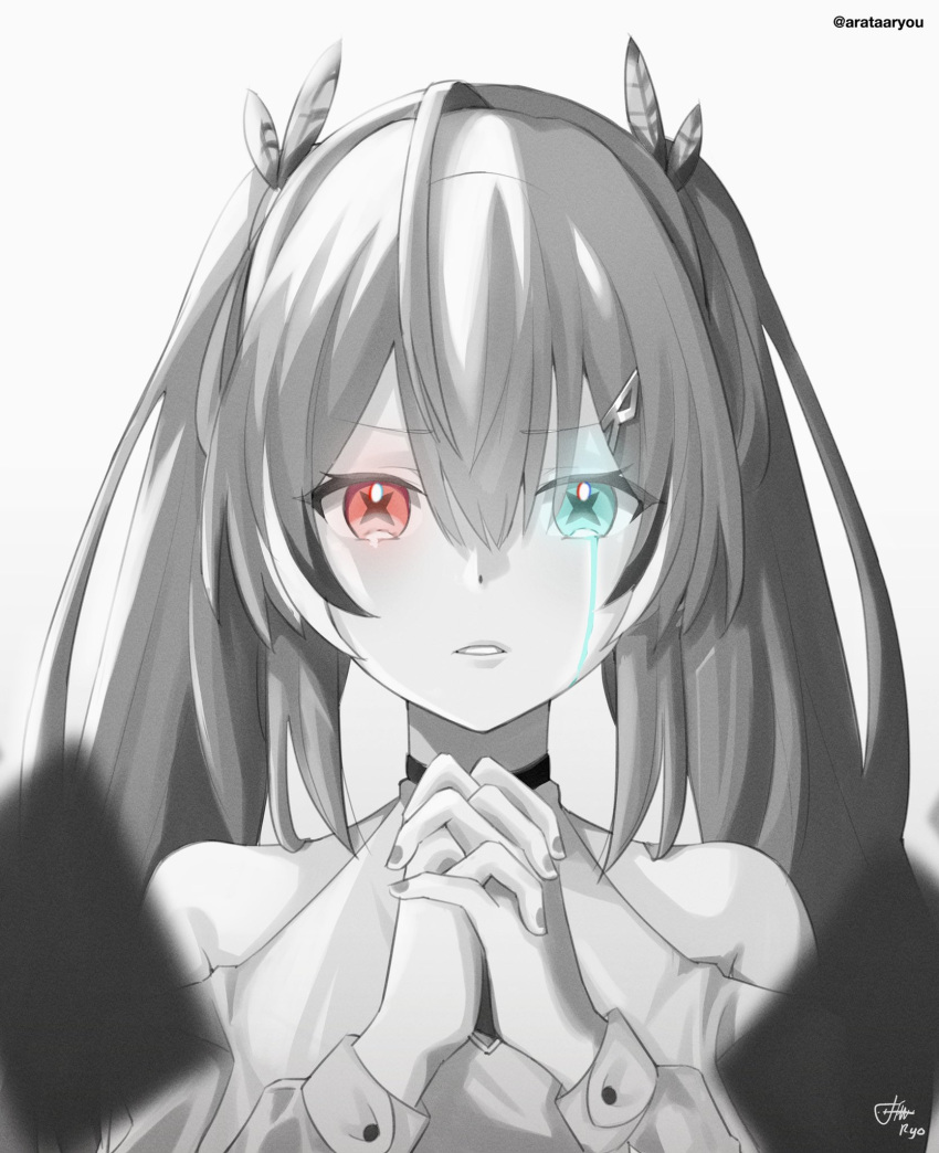 +_+, 1girl, ahoge, alternate_costume, bangs, blue_eyes, brown_hair, clothing_cutout