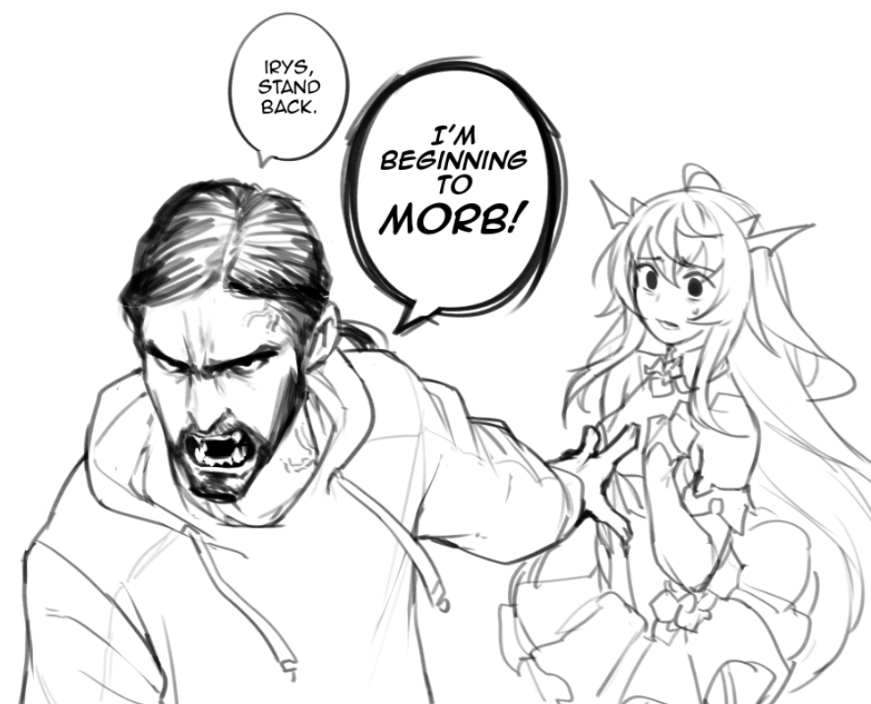 1boy, 1girl, commentary, crossover, dasdokter, english_commentary, english_text, fangs