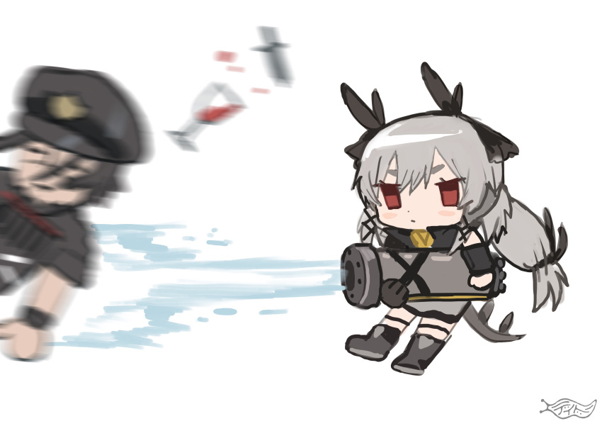 1boy, 1girl, absurdres, alcohol, arknights, bangs, black_gloves, black_headwear