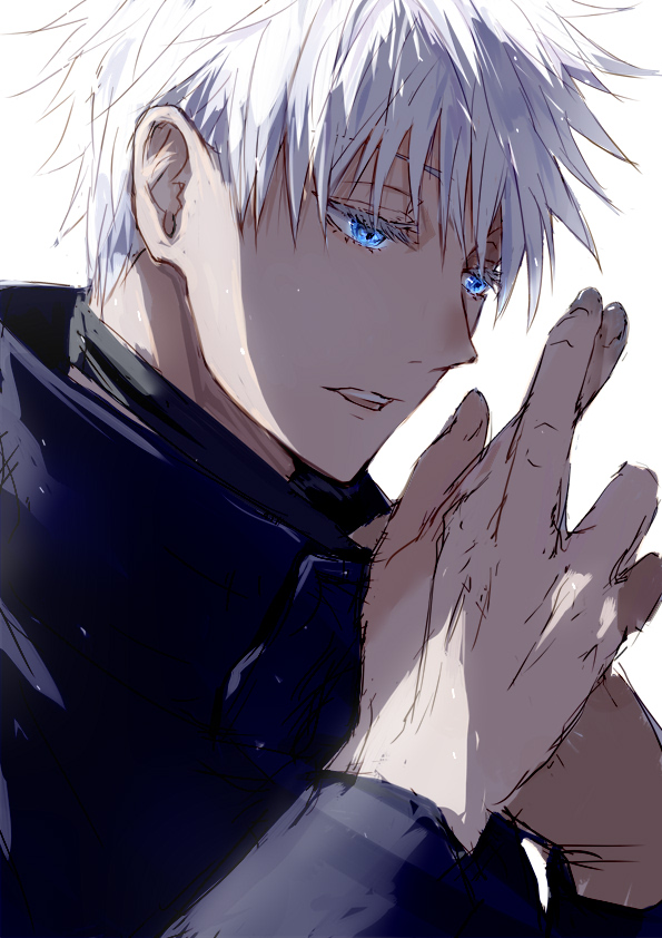 1boy, bangs, black_jacket, blindfold_down, blue_eyes, colored_eyelashes, commentary_request, eye_focus