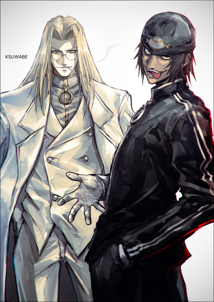 2boys, :p, artist_name, black_headwear, black_jacket, black_pants, blonde_hair, brothers