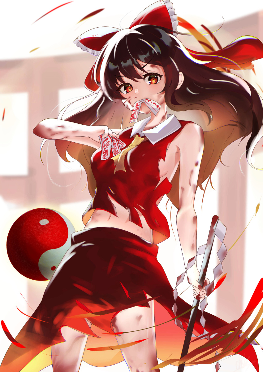 1girl, absurdres, bangs, bow, brown_eyes, brown_hair, chirihouki, collared_vest