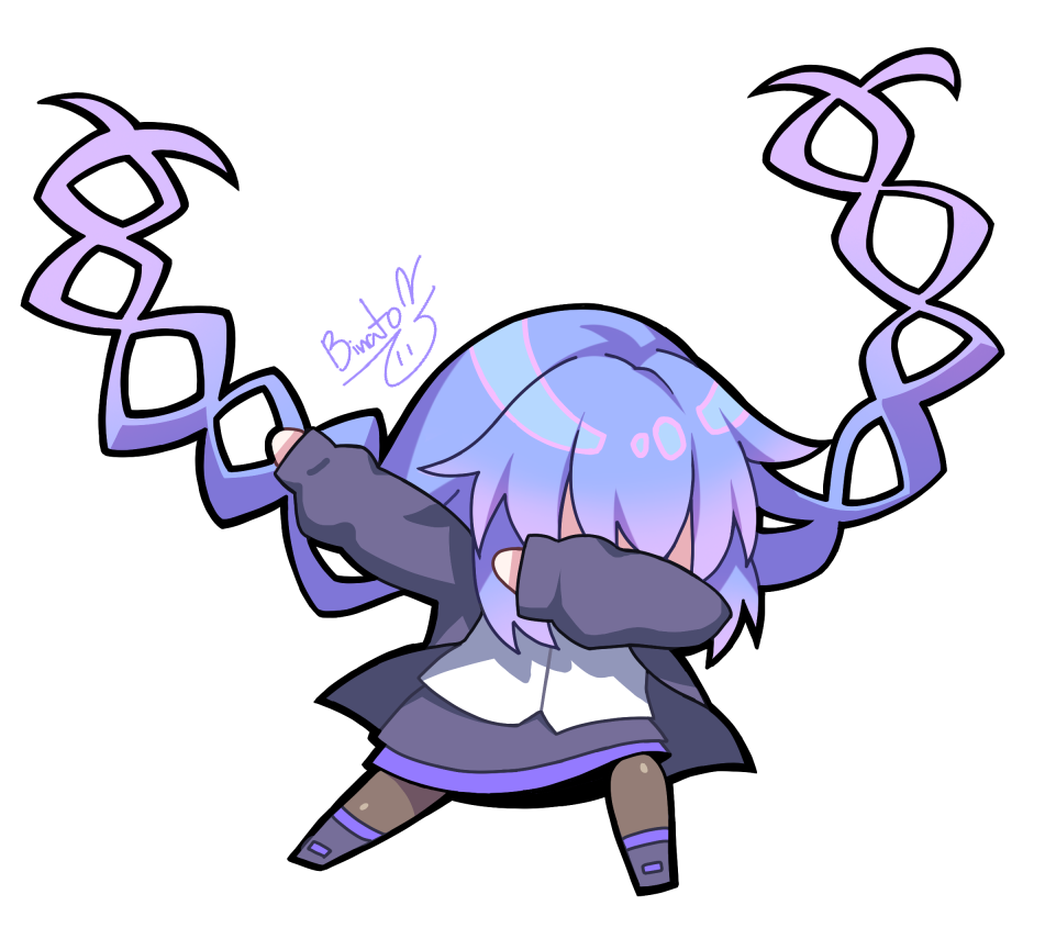 1girl, artist_name, binato_lulu, black_legwear, blue_eyes, braid, breasts, chibi