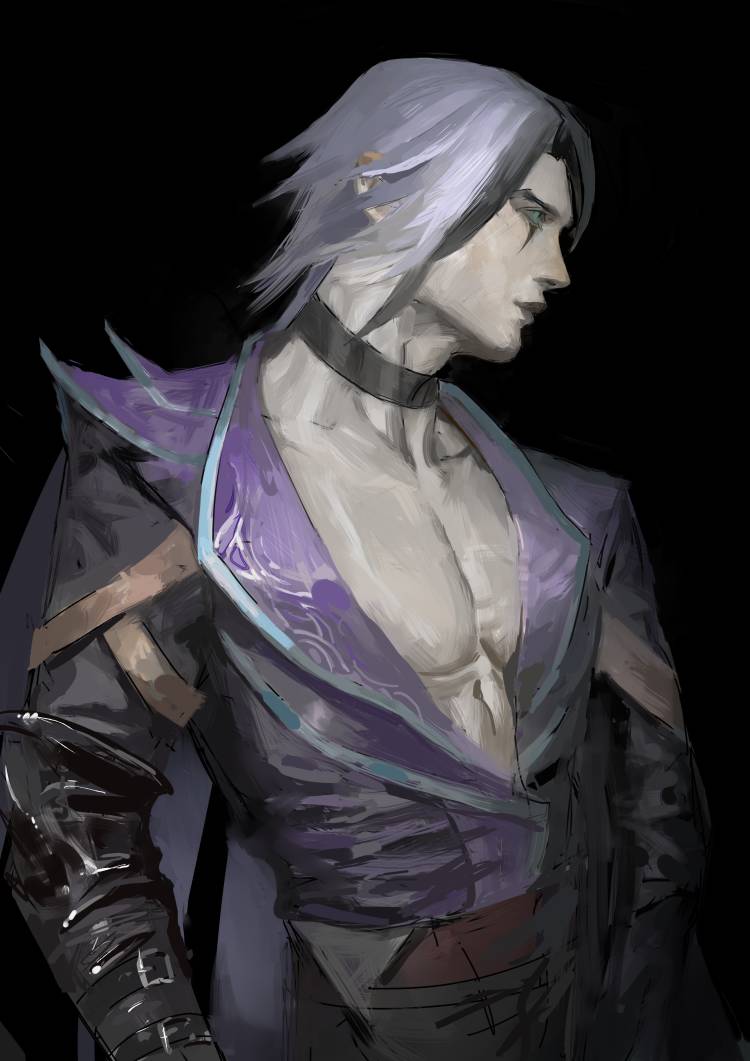 bare_pectorals, black_background, bow, bowtie, league_of_legends, pectorals, rrrr46621358, scar