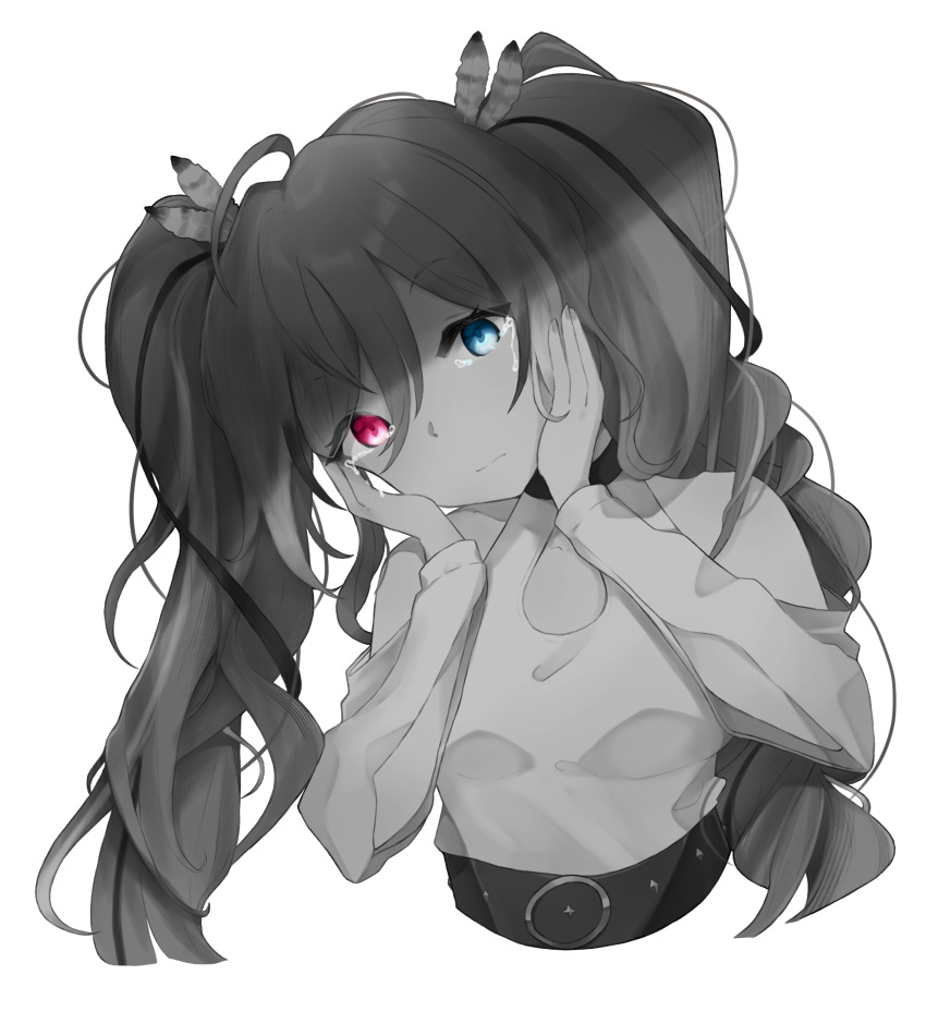 1girl, absurdres, ahoge, bangs, blue_eyes, closed_mouth, clothing_cutout, cropped_torso