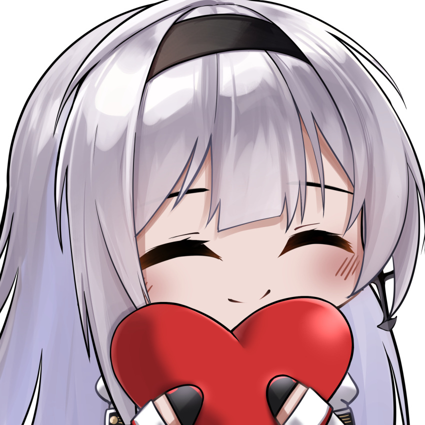 1girl, azur_lane, bangs, black_hairband, blush, chibi, closed_eyes, closed_mouth
