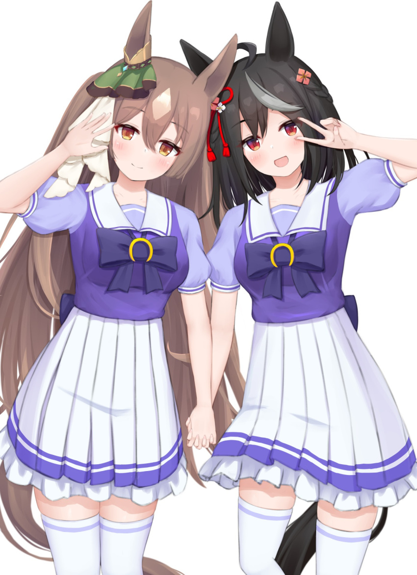 alternate_hairstyle, animal_ears, black_hair, breasts, brown_eyes, brown_hair, ceresia8327, commentary_request