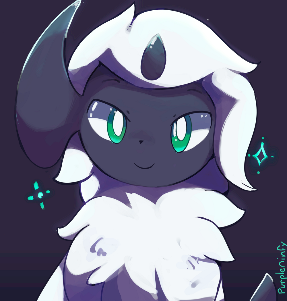 absol, fluffy, furry, glamour, green_pupils, hakutaku, horns, purpleninfy