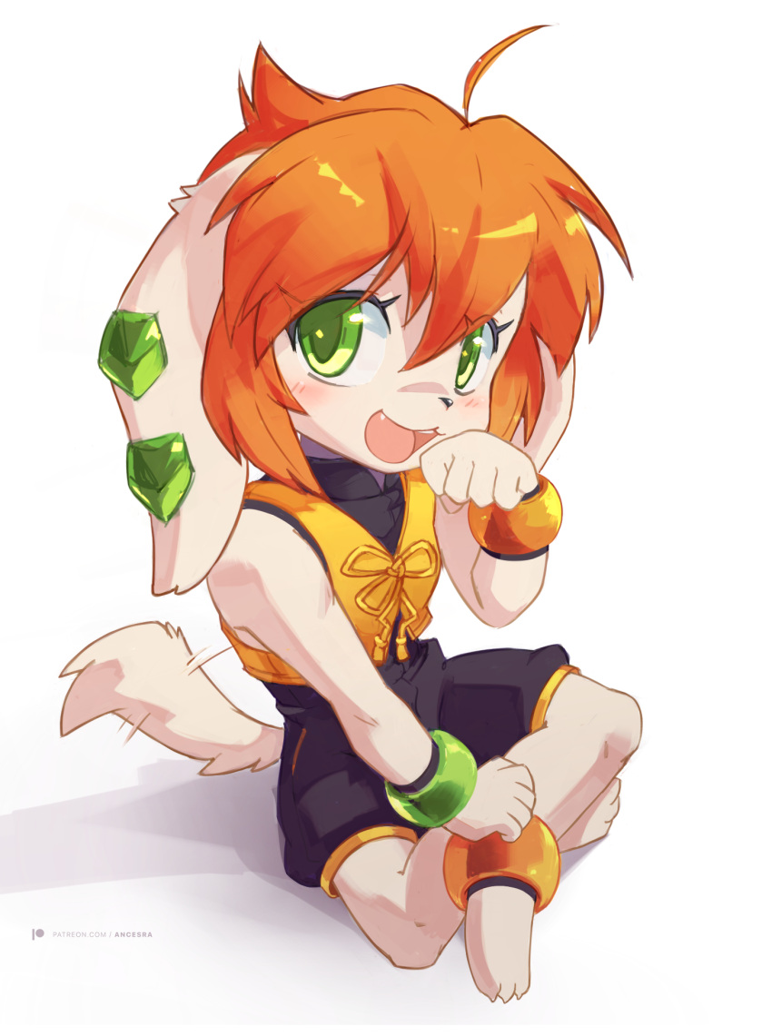 1girl, :3, ahoge, ancesra, animal_ears, animal_feet, animal_hands, animal_nose