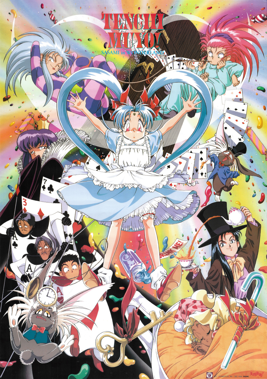 1990s_(style), 3boys, 6+girls, absurdres, alice_(alice_in_wonderland), alice_(alice_in_wonderland)_(cosplay), alice_in_wonderland, artist_request