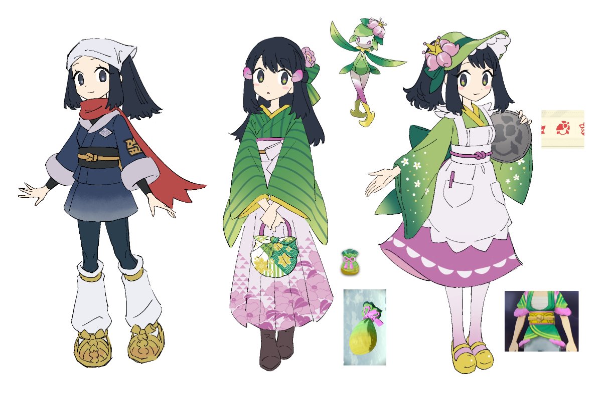 1girl, akari_(pokemon), alternate_costume, bangs, black_hair, blush, boots, brown_footwear