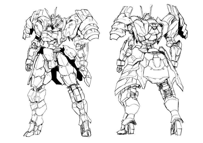 absurdres, buster_dress, caladbolg_(buster_dress), clenched_hands, greyscale, highres, looking_ahead, mecha