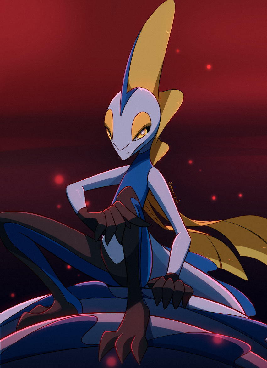 arm_support, bright_pupils, closed_mouth, commentary_request, gigantamax, gigantamax_inteleon, highres, inteleon