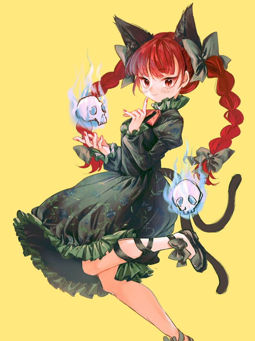 1girl, 80isiiii, animal_ears, bangs, bow, bowtie, braid, breasts