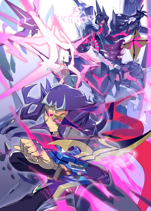 1boy, armor, artist_name, black_armor, black_pants, blue_eyes, card, commentary