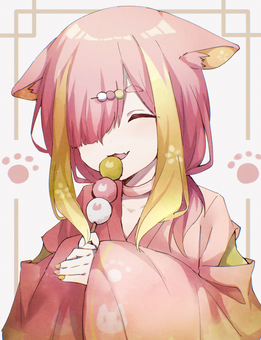 1boy, :3, animal_ear_fluff, animal_ears, bangs, blonde_hair, cat_ears, choker