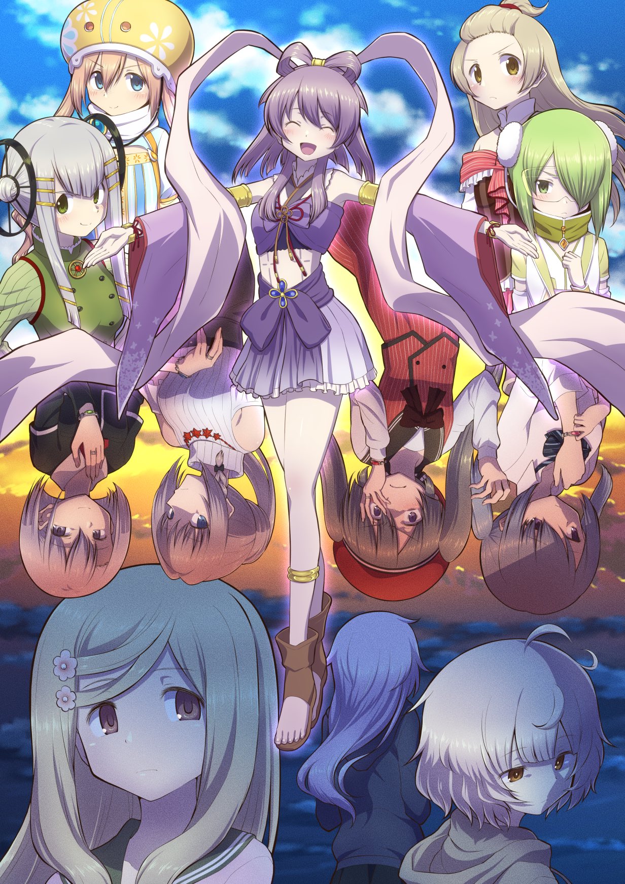 >:), 6+girls, :d, ahoge, aika_himena, azumi_hagumu, bangs, bangs_pinned_back