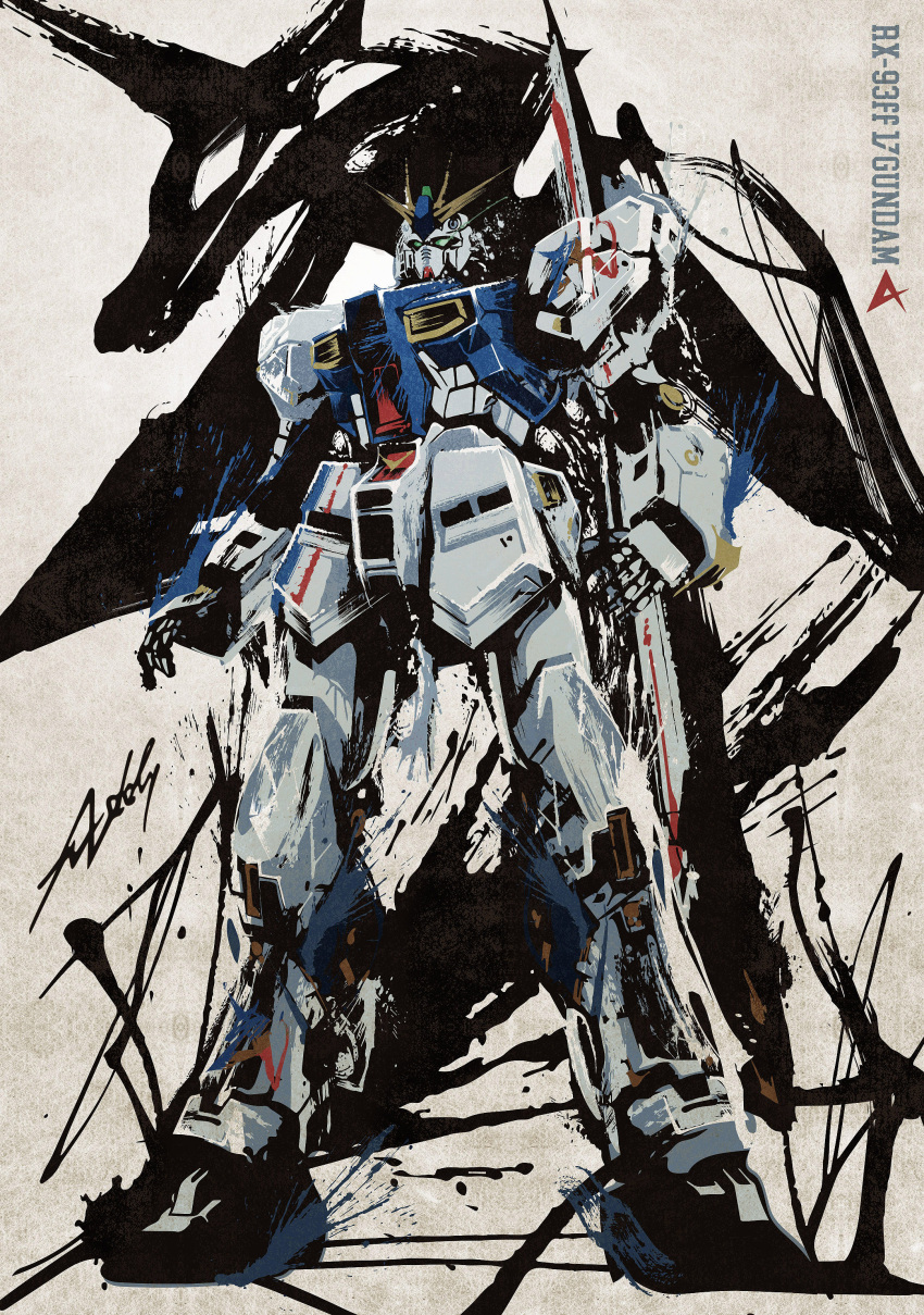 absurdres, addy_(8jkvii4xitwgtix), artist_name, char's_counterattack, character_name, english_commentary, green_eyes, gundam