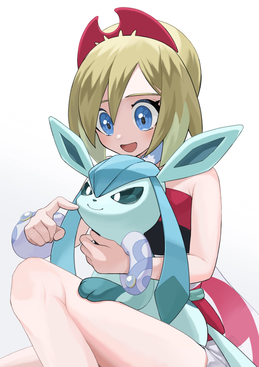 1girl, :d, affectionate, blonde_hair, blue_eyes, bracelet, closed_mouth, commentary_request
