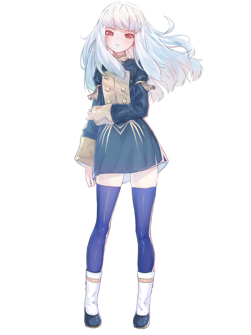1girl, absurdres, bangs, black_dress, blue_legwear, blunt_bangs, dress, fire_emblem