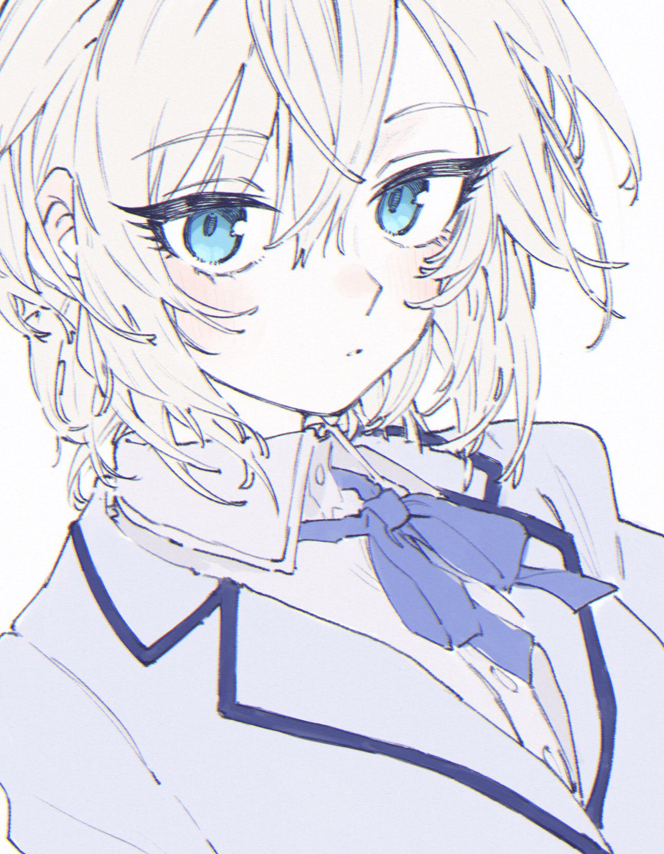1girl, anastasia_(idolmaster), blazer, blue_eyes, blush, bow, bowtie, collared_shirt