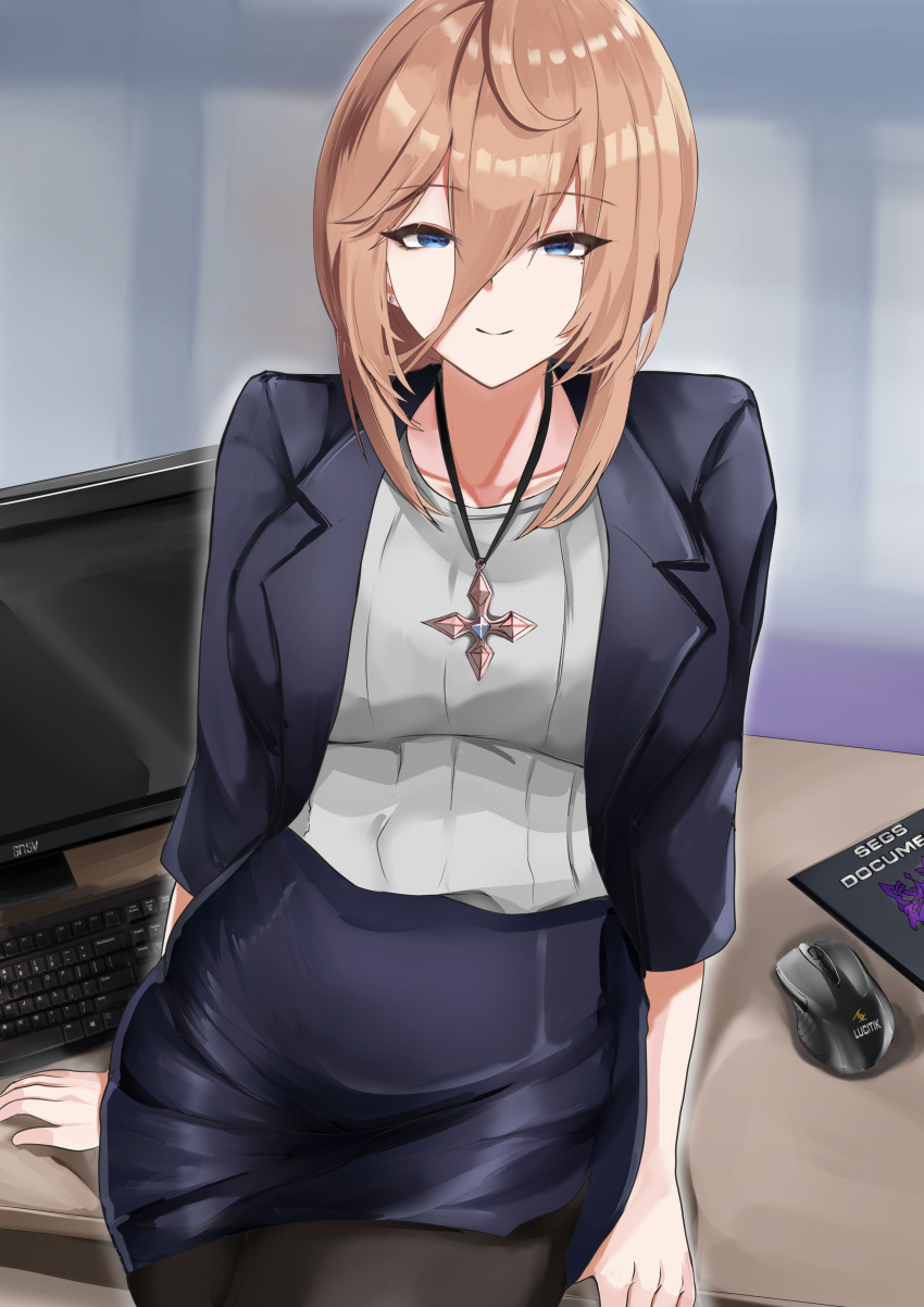 1girl, absurdres, aponia_(honkai_impact), bangs, black_jacket, black_skirt, blue_eyes, brown_hair