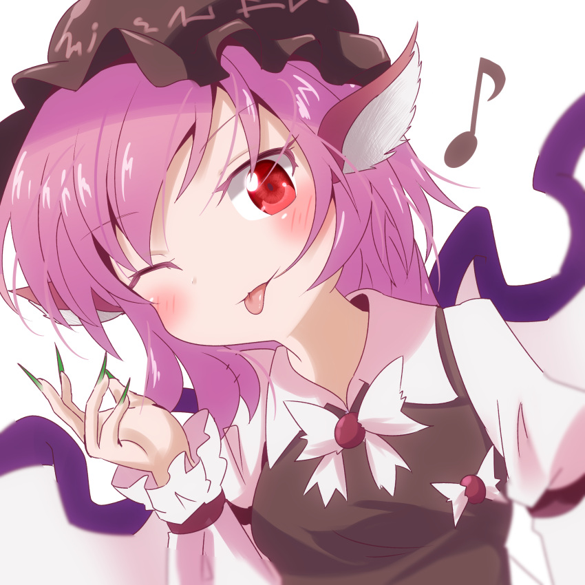 1girl, animal_ears, bird_ears, bird_wings, blush, brown_dress, brown_headwear, closed_mouth