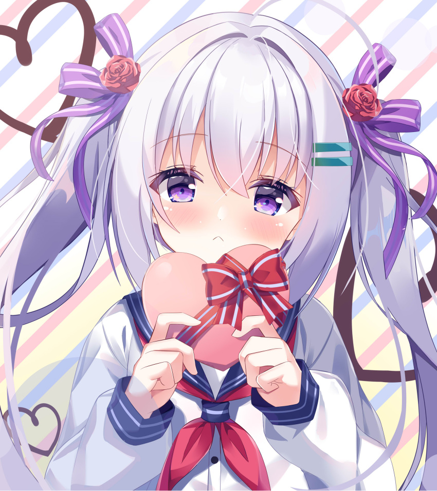 1girl, blush, confession, dot_nose, fengshen_chino, highres, holding, original