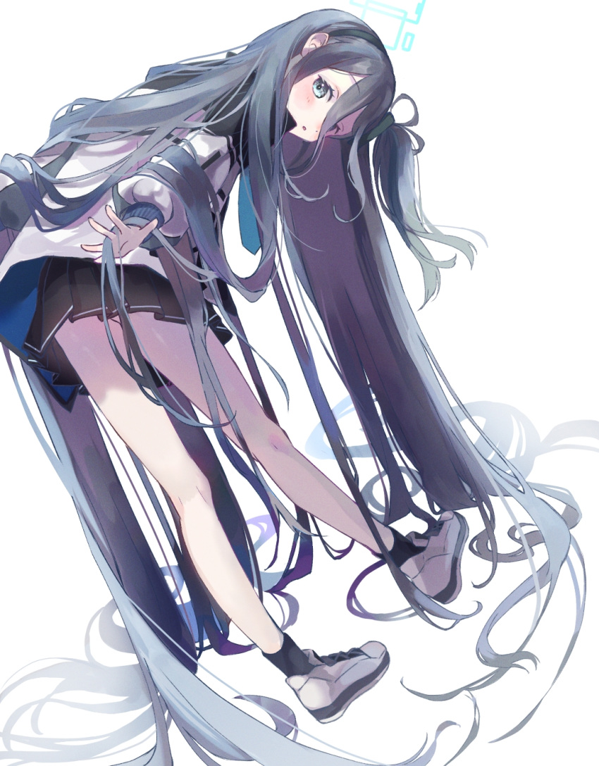 1girl, absurdly_long_hair, arisu_(blue_archive), bare_legs, black_hair, black_hairband, blue_archive, blue_eyes