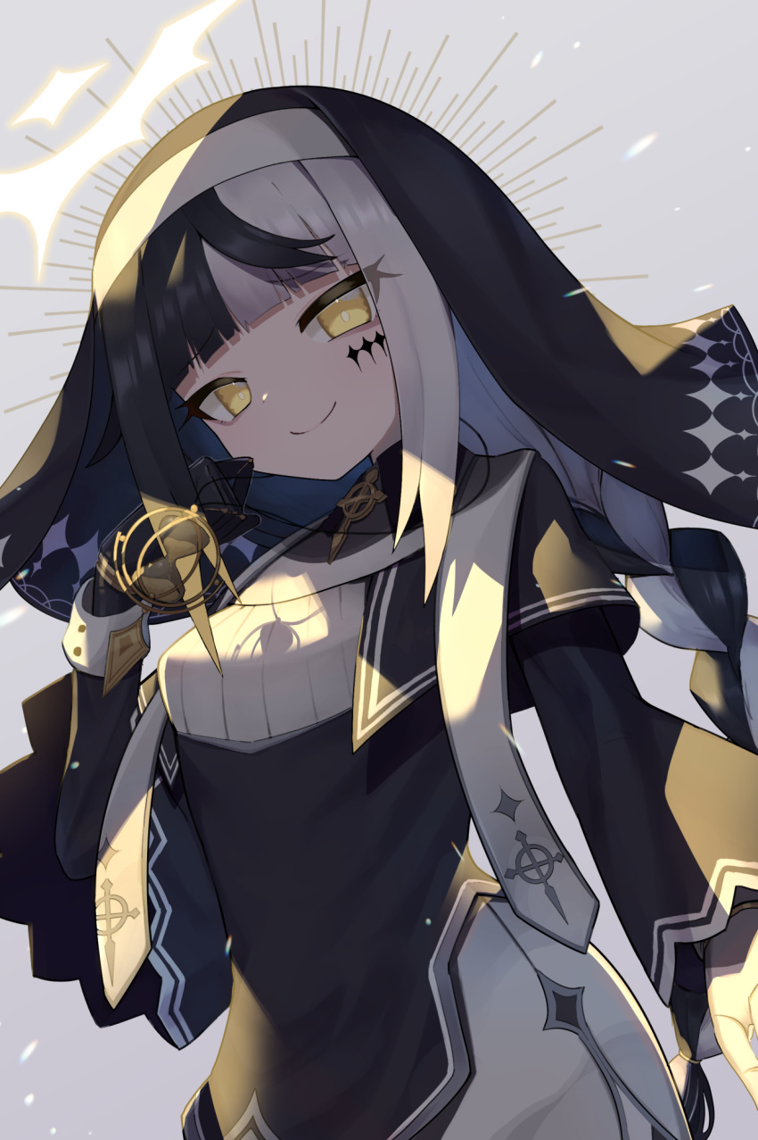 1girl, bangs, black_capelet, black_dress, black_gloves, black_hair, black_headwear, blunt_bangs