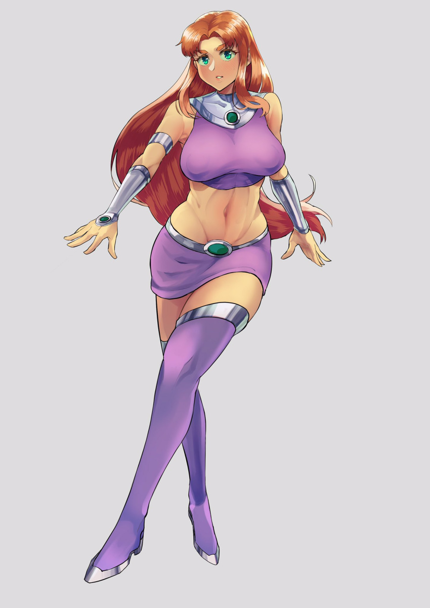 1girl, bracer, breasts, covered_nipples, dc_comics, green_eyes, highres, jewelry