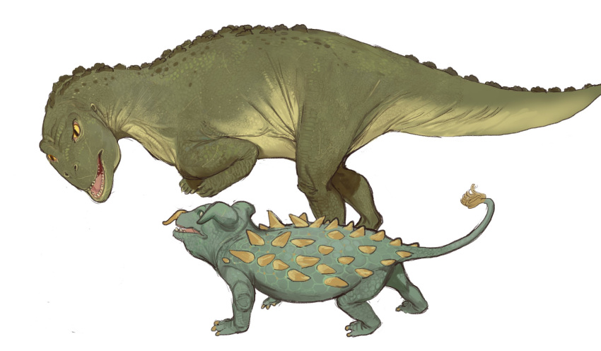 dinosaur_adventure, from_side, highres, meme, mossacannibalis, no_humans, simple_background, white_background